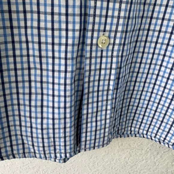 IZOD 2015 Men’s Long Sleeve Button Down Navy/Light Blue/ White Plaid Shirt 4XL - Picture 13 of 17